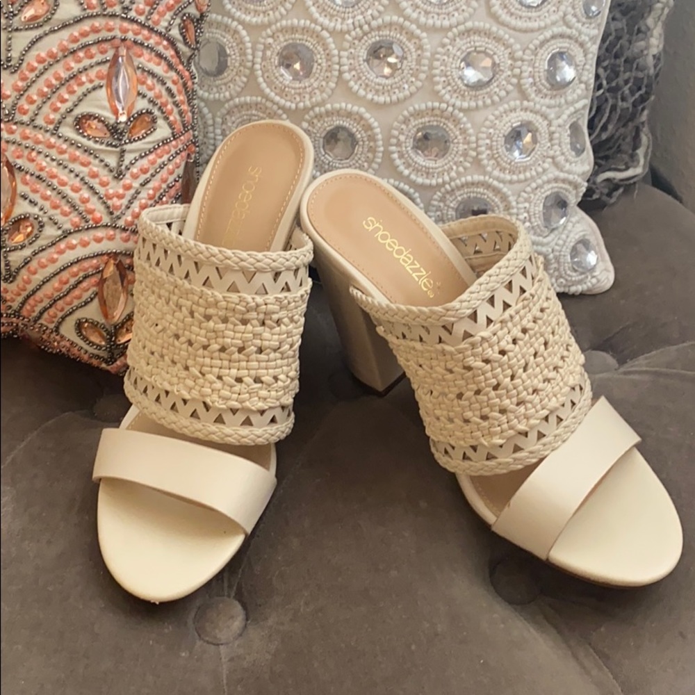 New nude slide heels